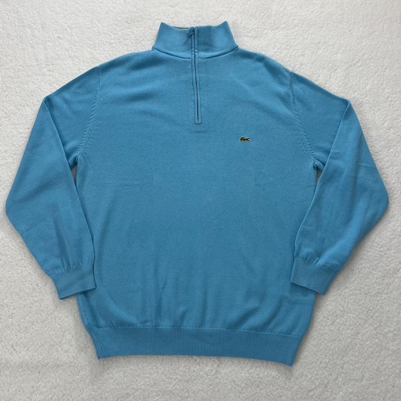 Lacoste Other - Lacoste Sweater 1/4 Zip Pullover 100% Cotton Blue Men's US Size‎ XL VTG NWT